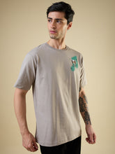 Mens Placement Graphic Printed Half Sleeves Oversized T-shirt